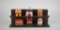 Lot of Six Circus / Carnival Themed Trinket Boxes with Trinkets & Wooden Display Shelf