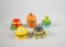 Lot of Five Trinket Boxes: Turtle, Hat, Ladybug, Pumpkin, & Frog
