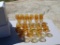 24 Pieces of Pier 1 Amber Glass Stemware with Two Storage Boxes
