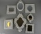Grouping of Seven Small White Plaster Framed Wall Mirrors
