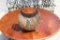 Decorative Wicker & Metal Basket with Elephant Head Medallion