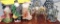 Lot of Four Decorative Santas & One Metal Reindeer & HDX Storage Crate