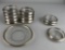 Lot of Sterling Silver Mounted Glass Coasters and Dish, Nine Matching Coasters by F. Whiting Co.