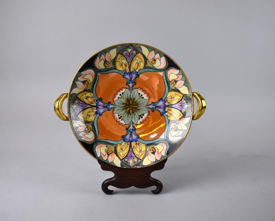 Flamboyant Antique Noritake Hand Painted Compote with Stand