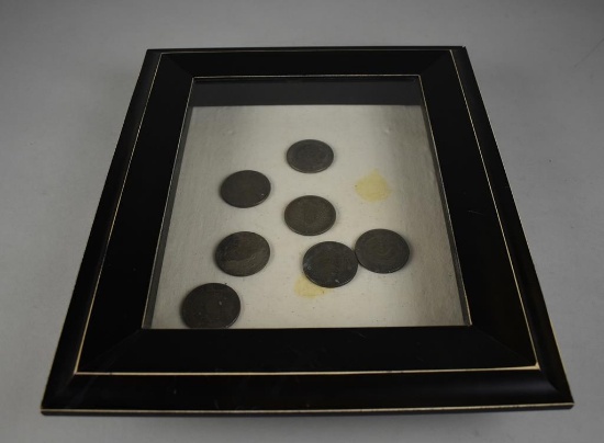 Framed Set of Seven Chinese Province Dragon Silver Dollars Coins