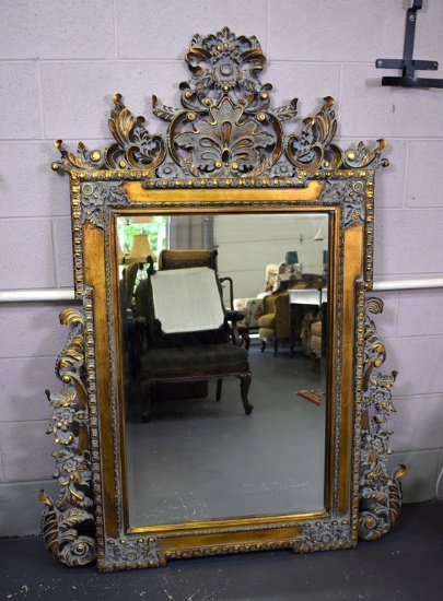 Howard Elliott Collection Giltwood Beveled Glass Fancy Mirror