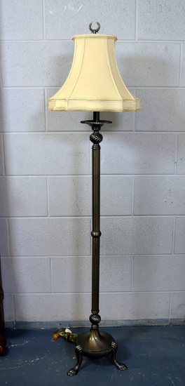 Antiqued Bronze Floor Lamp with Silk-O-Lite Shade