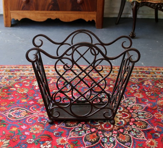Bronze Finish Metal Magazine Rack, Lot 167