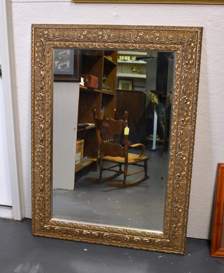 Tidwell Gilt Wood Beveled Glass Rectangular Wall Mirror