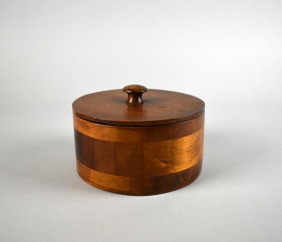 Round Treen Parquetry Box