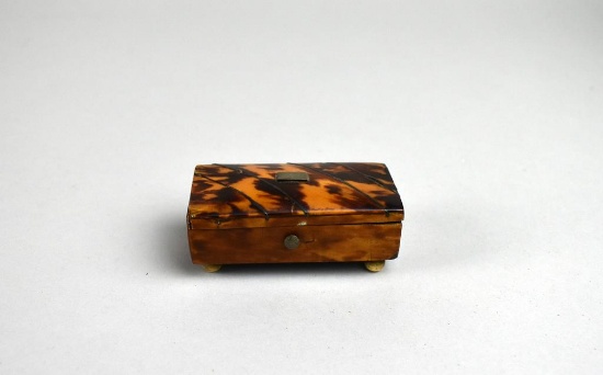 Antique Miniature Hinged Tortoiseshell Trinket Box