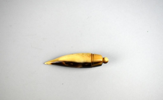 Revolutionary War Soldier's Carved Horn Personal Salt or Medicine Box, Threaded Top