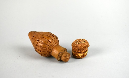 Lot of Two Miniature Handwoven Baskets