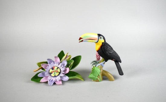 Two Lenox Porcelain Figurines: Toucan & Passion Flower