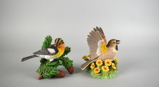 Two Lenox Porcelain Bird Figurines: Blackburnian Warbler & Dickcissel
