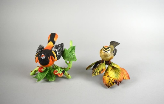 Two Lenox Porcelain Bird Figurines: Baltimore Oriole & Firecrest