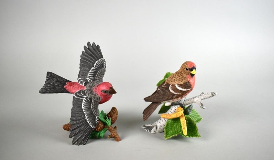 Two Lenox Porcelain Bird Figurines: Pine Grosbeak & Common Redpoll