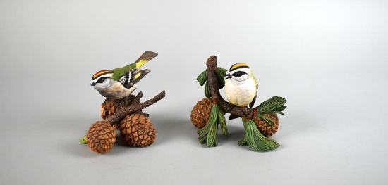 Two Lenox Porcelain Bird Figurines: Golden Crowned Kinglet & Female Kinglet