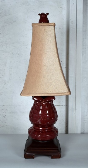 Oxblood Table Lamp with Tapered Shade