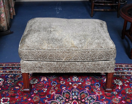 Ottoman with Dark Greenish Gray Upholstery