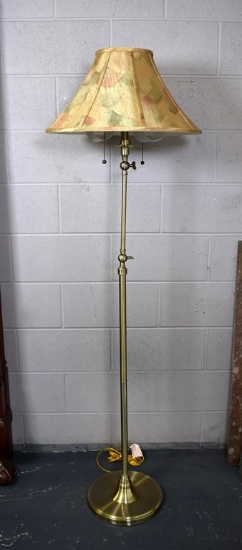 Brass Floor Lamp with Patterned Shade