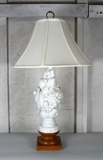 White Ceramic Cornucopia Table Lamp