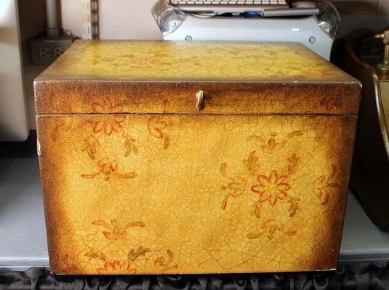 Floral Papier Mache Finished Filing Box