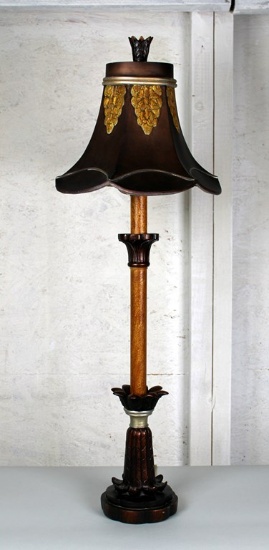 Brown and Gilt Candlestick Lamp