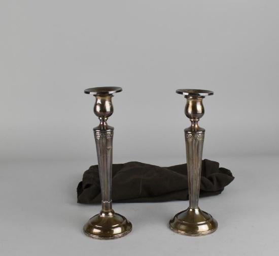 Pair of Weighted Sterling Silver Candlesticks