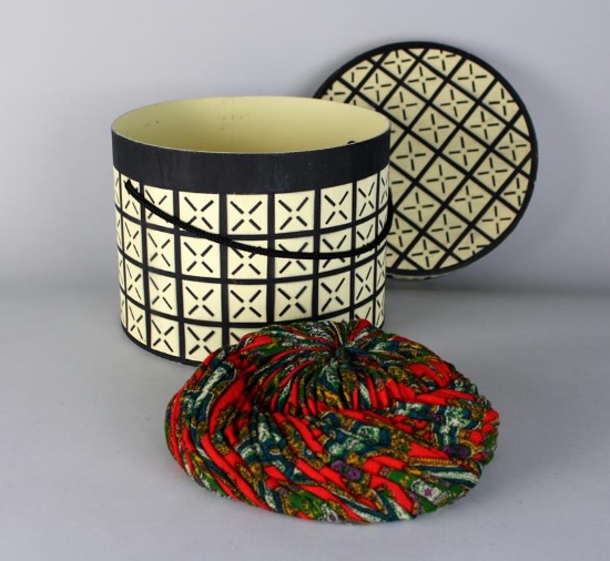 Vintage John Andrew Ladies Turban Hat & Hat Box
