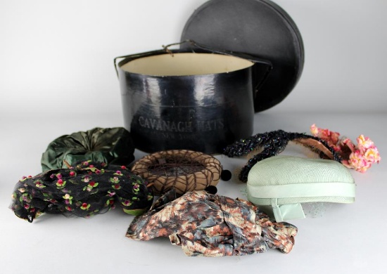 Five Vintage Ladies Hats: Mr. John and Don Marshalls with Hat Box