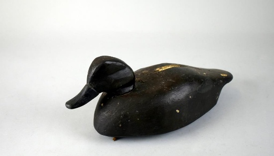 Black Hand-carved Wooden Duck Decoy