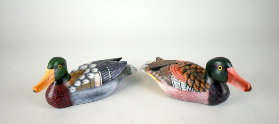 Two Small Hand-painted Duck Decoy Style Figures
