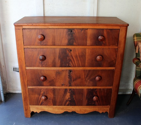 Antique Burl Walnut Hand Made Chest, Early 19th C.