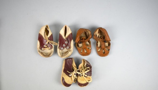 Lot of Three Pairs Vintage Baby Shoes