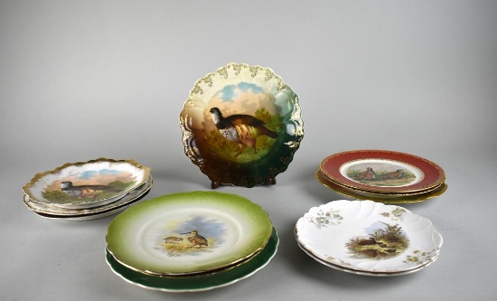 Lot of Continental Decorative Plates with Game Bird Designs: France, Bavaria, Austria & Other