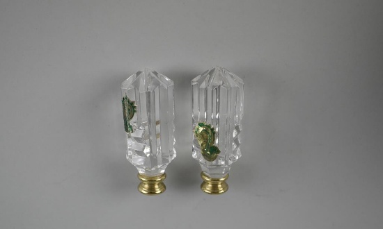 Pair of Handmade Waterford Crystal Lamp Finials, Ireland