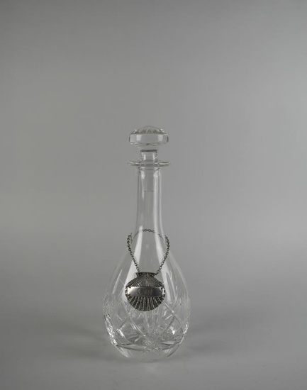 Waterford Nocturne Crystal Decanter with England Shell-Shaped Badge & Stopper