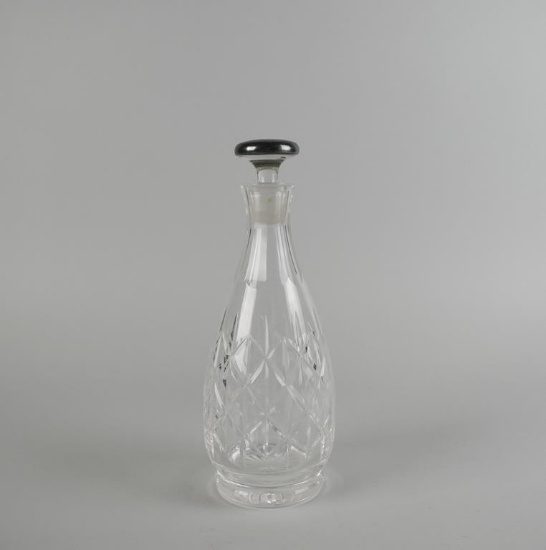 Pressed Glass Decanter with Silver Plated Stopper Monogrammed “P”