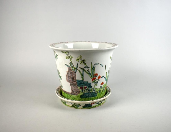 Oriental Hand Painted Porcelain Planter