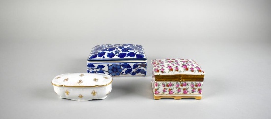 Lot of Three Ceramic Boxes: Royal Limoges, Thuringia (Germany), & Other