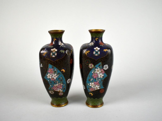 Pair of Small Oriental Cloisonne Vases