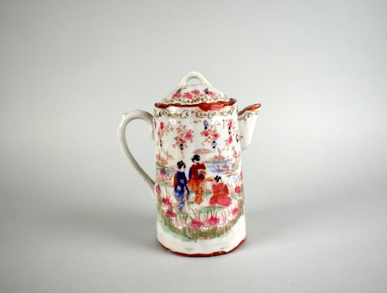 Antique Hand Painted Asian Chocolate Pot