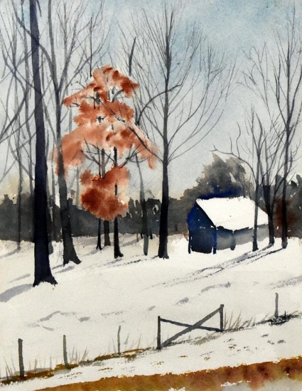 Gandy (XX) Winter Landscape, Watercolor, Signed