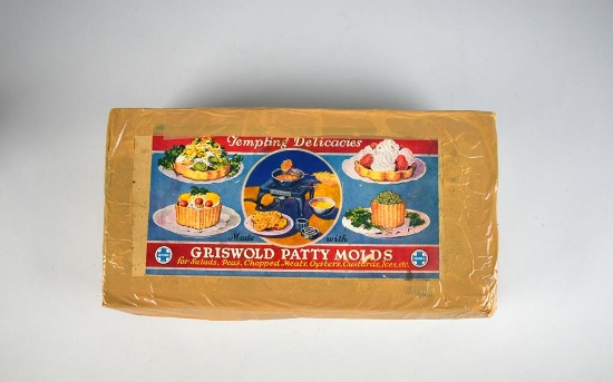 Vintage Griswold Patty Molds Set in Original Box with Recipe