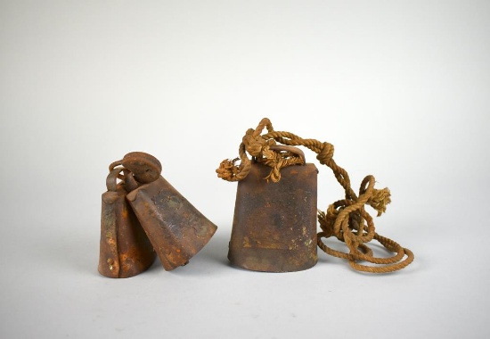 Lot of Three Metal Goat Bells & Old Lock