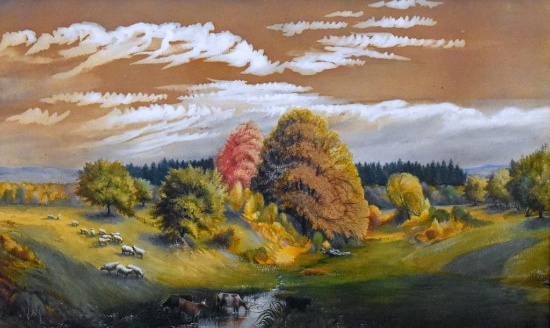 Samuel A. Kilbourne (American, 1836-1881) Pastoral Landscape, Watercolor, Signed