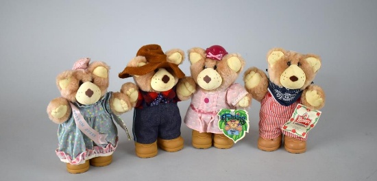 Lot of Four Furskins Plush Bears: Selma Jean, Fannie Fay, Dudley & Other