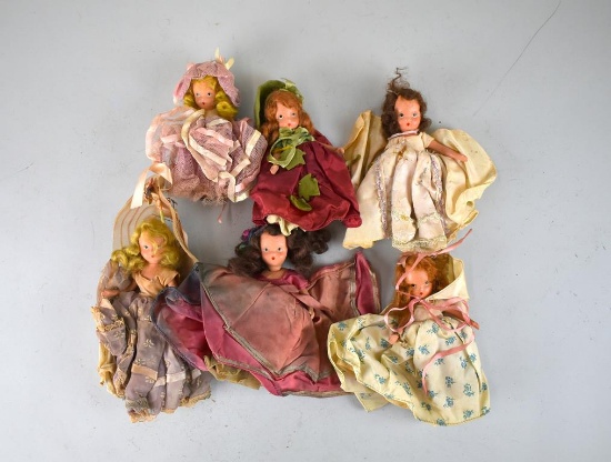 Lot of Six Vintage Story Book Dolls Lot 494