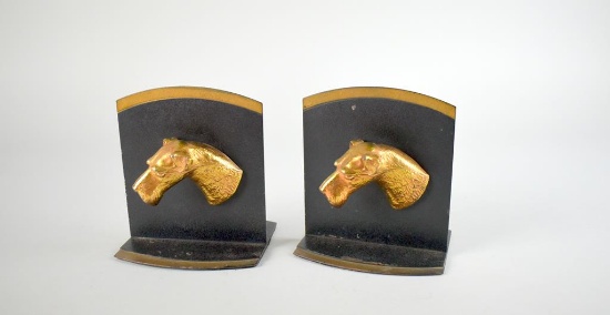 Pair of Metal & Brass Terrier Head Bookends